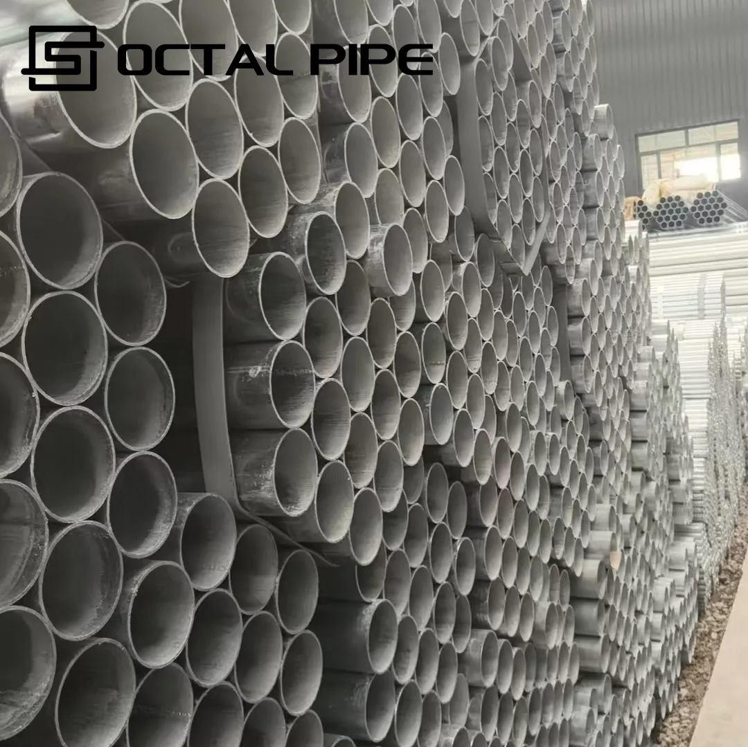finished hot-dip galvanized steel pipes stacking display for water and gas pipelines finished hot-dip galvanized steel pipes stacking display for water and gas pipelines